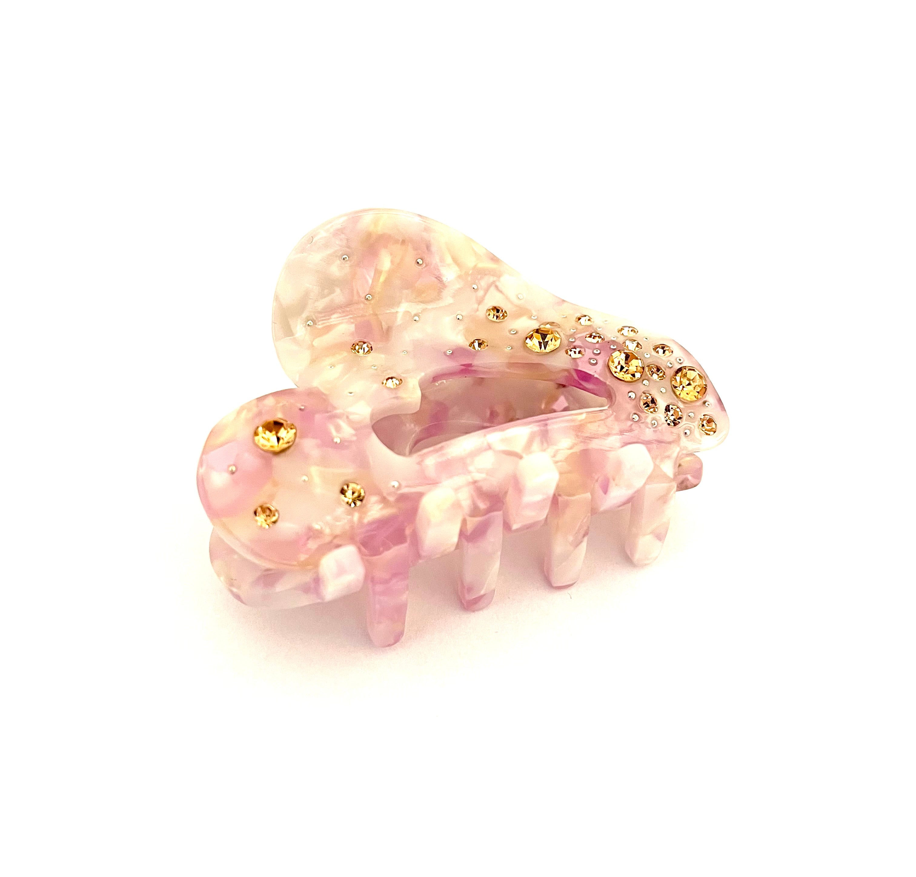 Baby Simi Heart Hairclip - White / Pink Marble