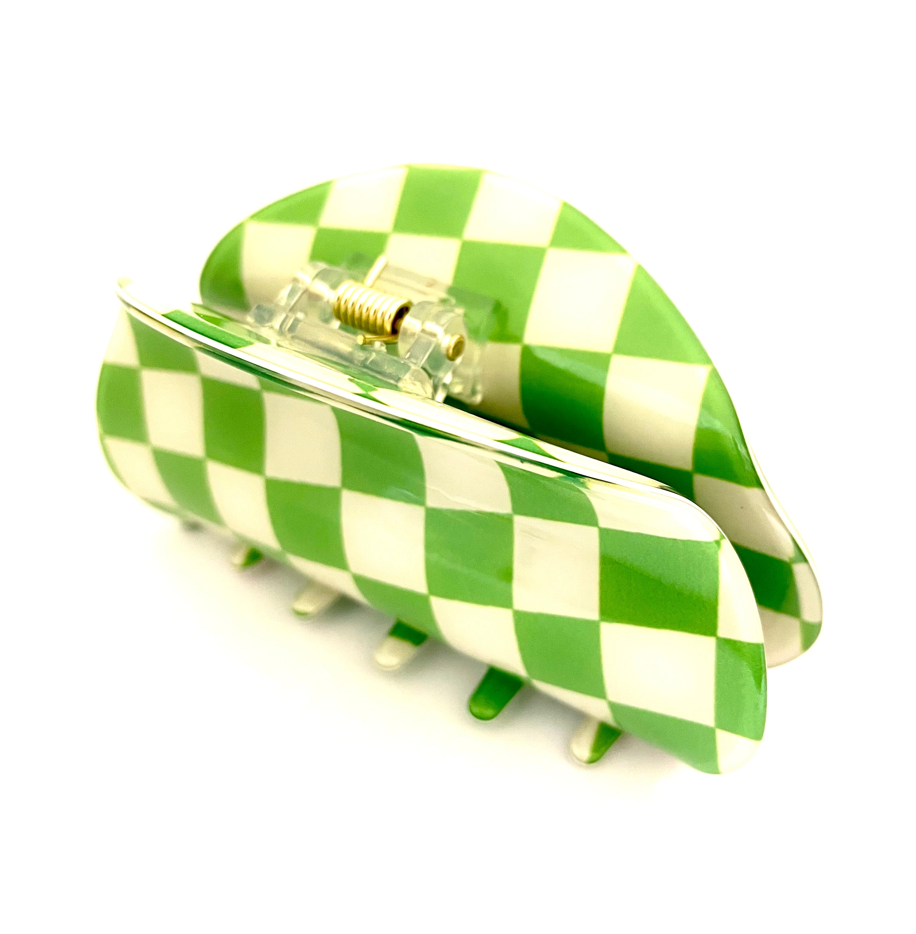 Hairclip Checker - Green / White
