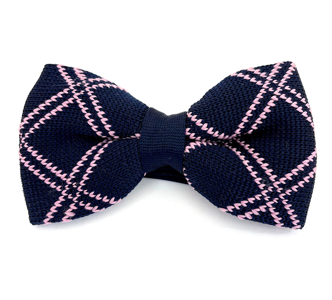 Bowtie Knit - Mørkeblå / Lyserød