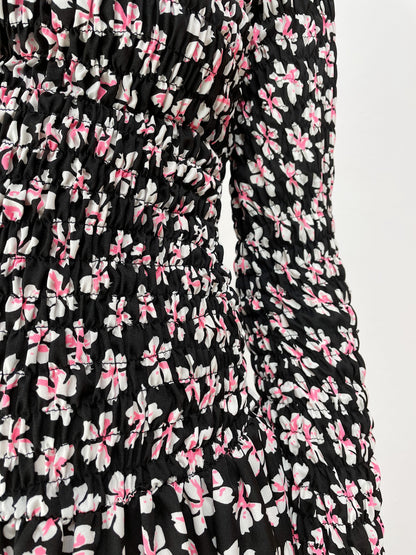 Smock Dress Long - Pink / Sort