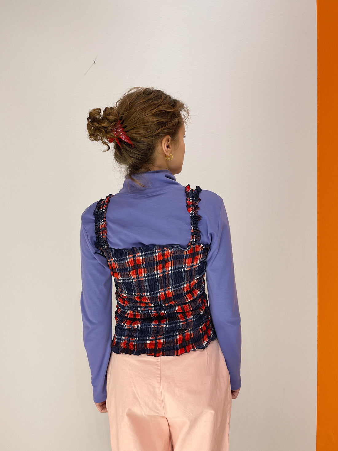 Smock Top - Blå / Rød