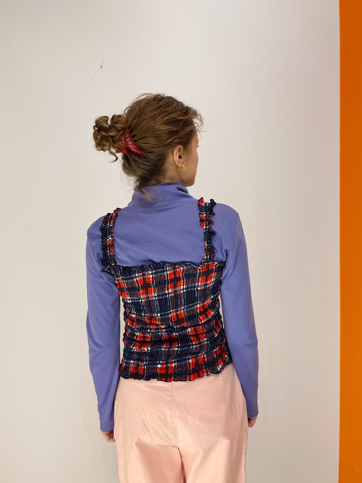 Smock Top - Blå / Rød