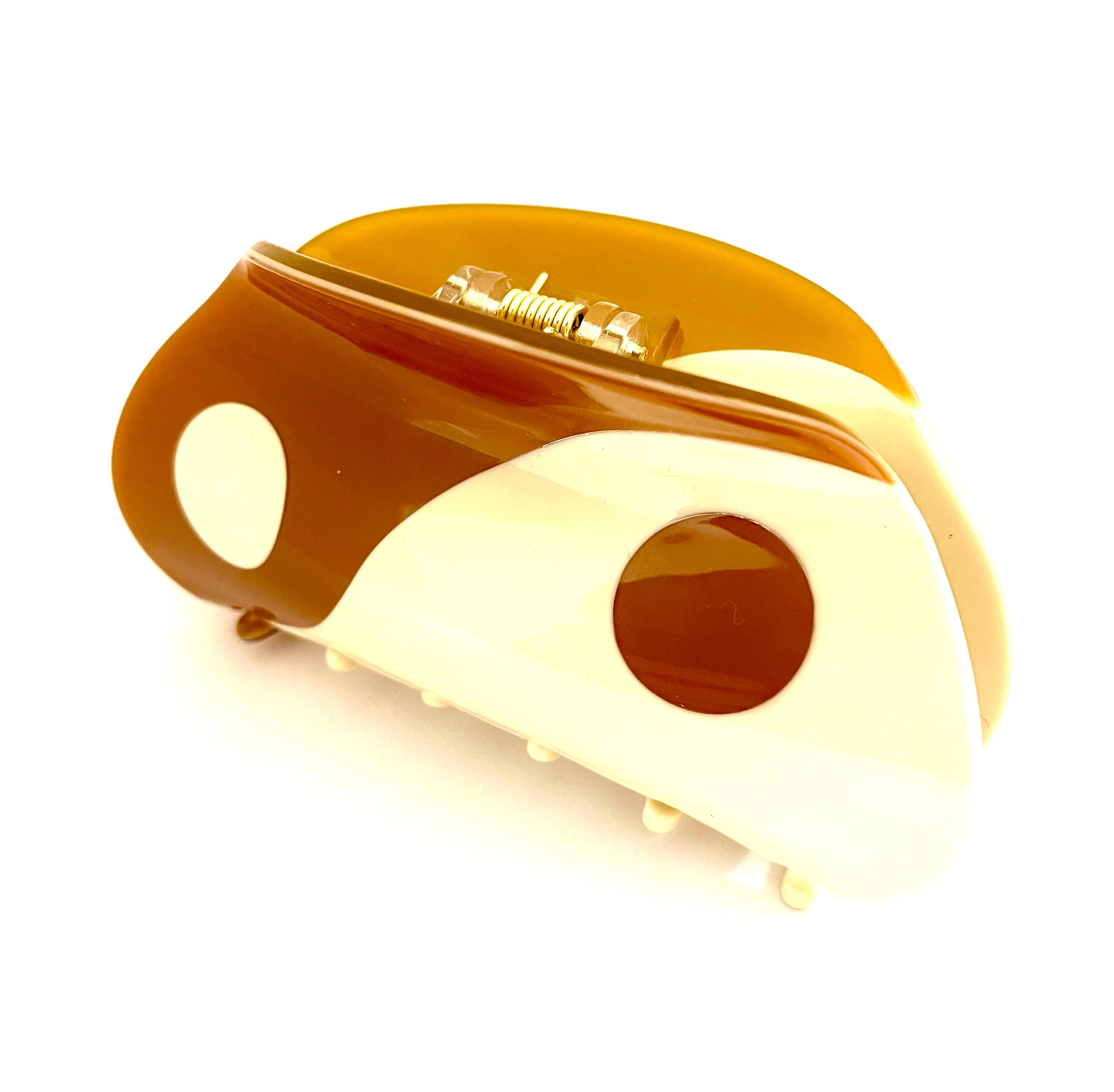 Yin Yang Hairclip - Brown / White