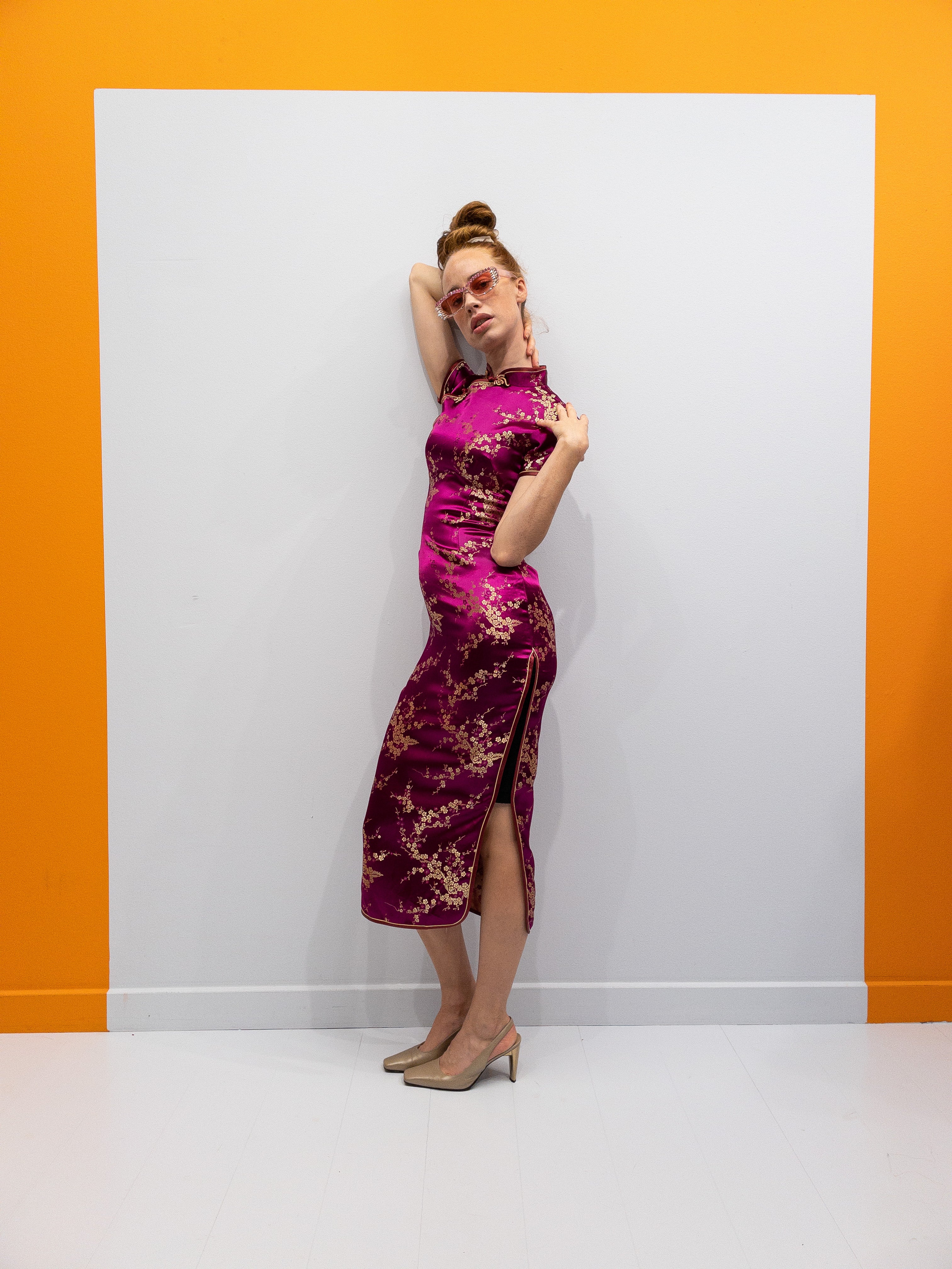Hot Pink Vintage Silkekjole