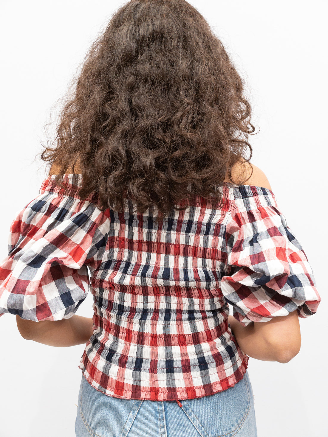 Puff Top - Røde/Hvide Tern