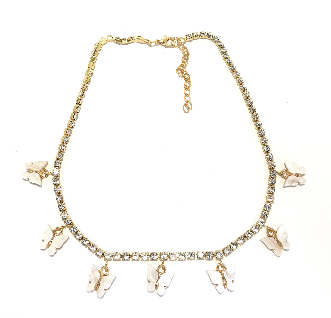 Butterfly Necklace - White