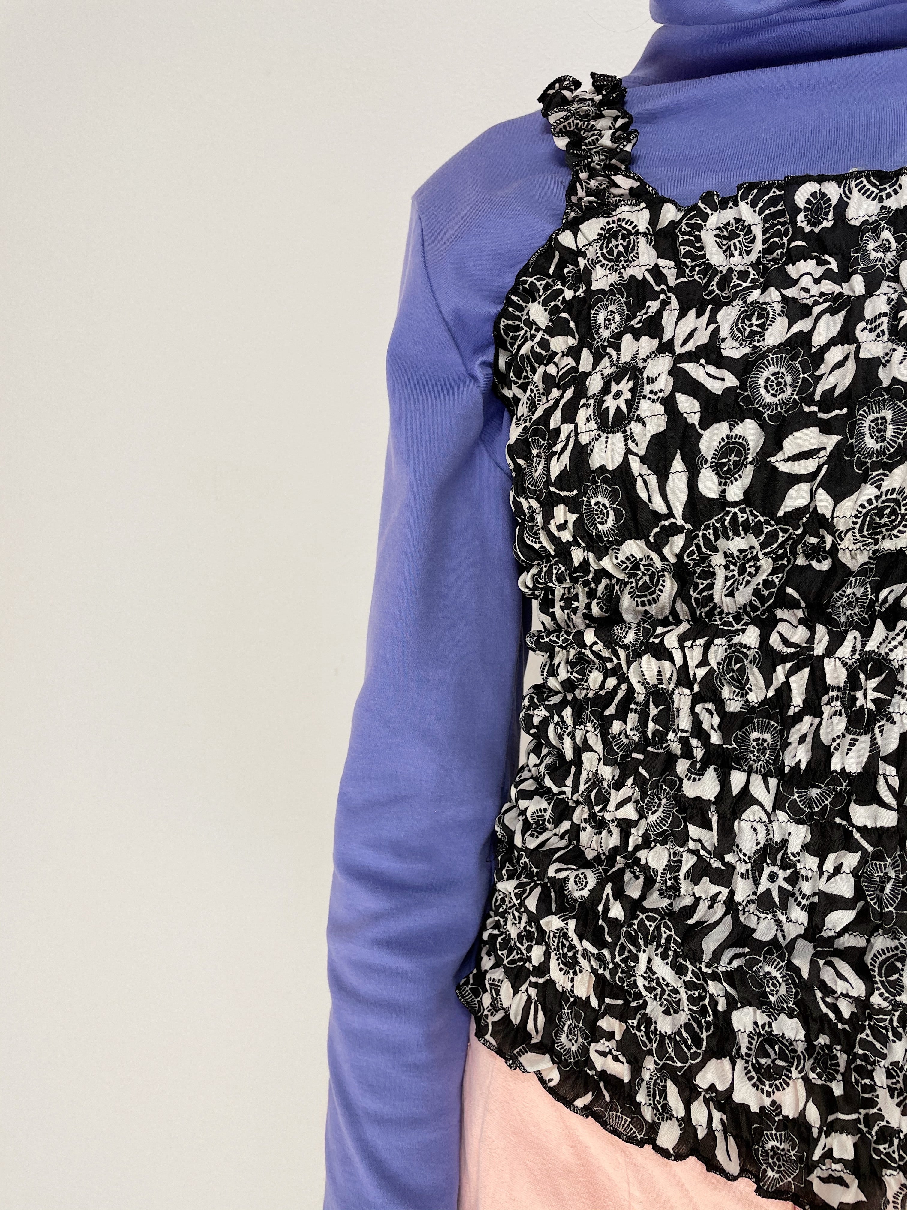 Smock Top - Sort / Hvid