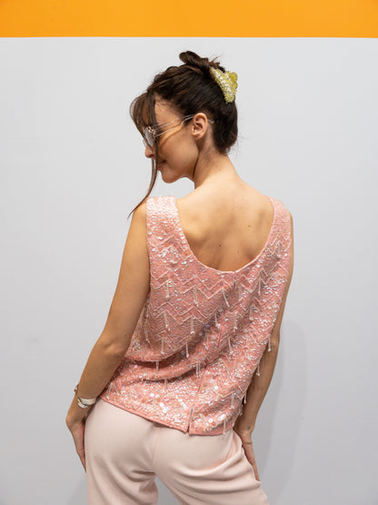 Lyserød Vintage Paillet Top