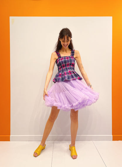 Strap Smock Peplum Top - Pink/Lilla