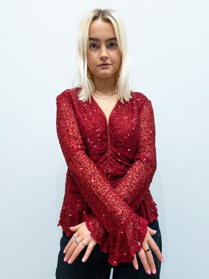 Vintage Pailletbluse