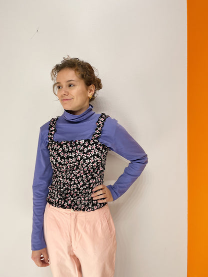 Smock Top - Pink / Sort