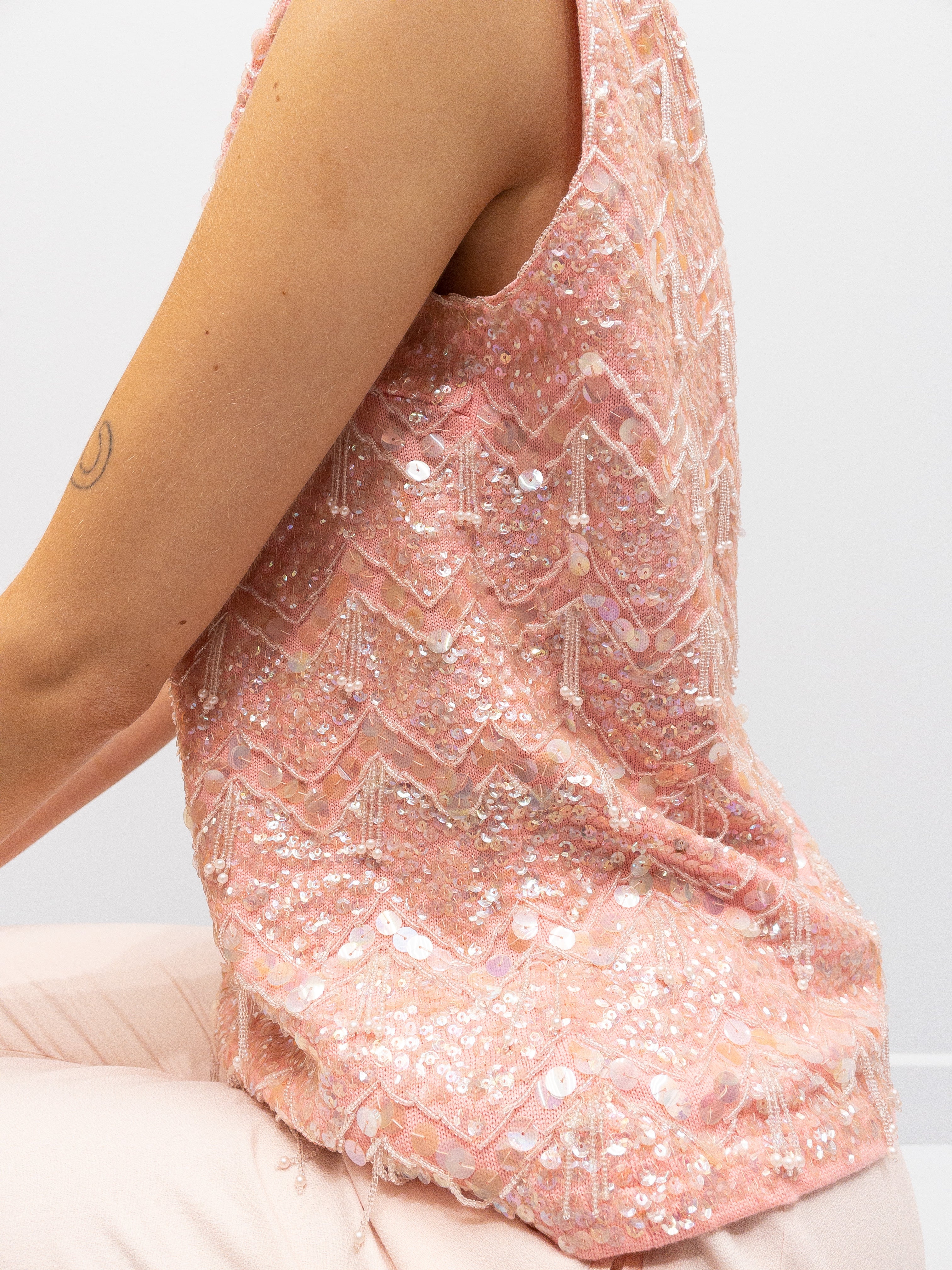 Lyserød Vintage Paillet Top